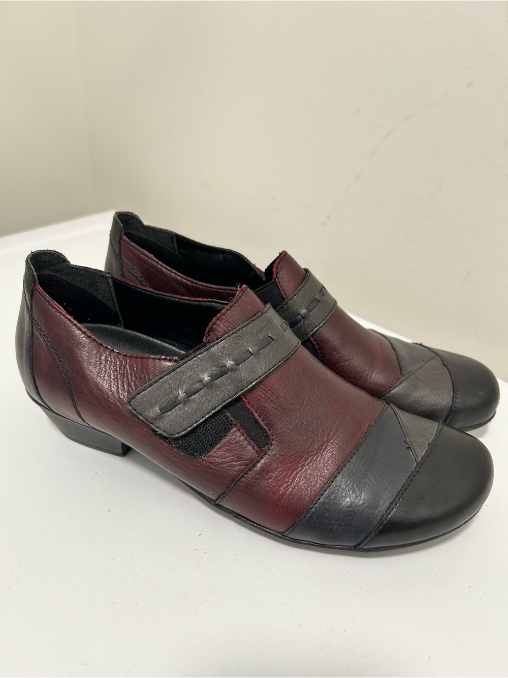 Remonte Leather Loafers Burgundy Gray Black Size 8.5 - 9 US 40 EU